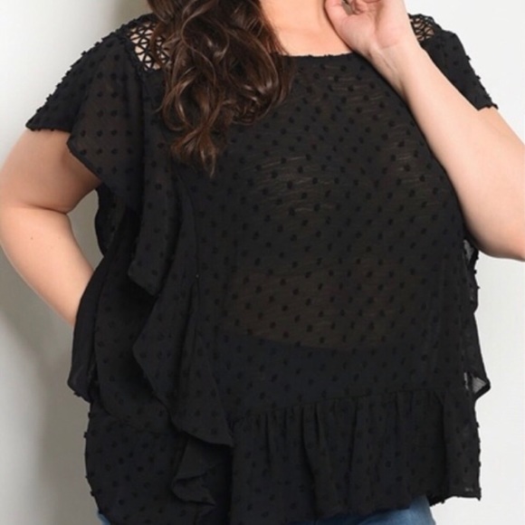 ➕Semi Sheer Ruffled Top - Picture 6 of 6